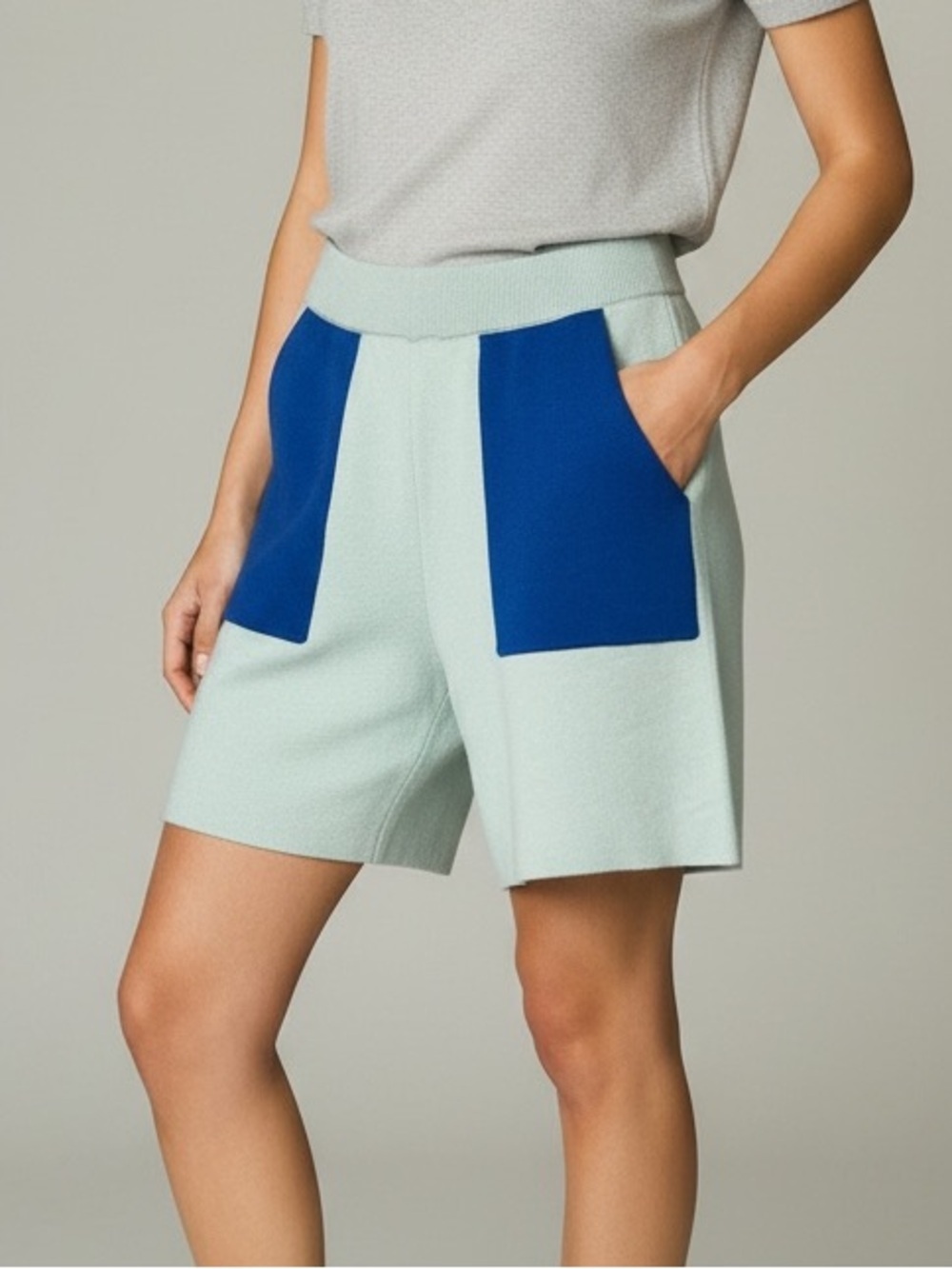 Anthropologie Saturday Sunday Colorblock Knit Shorts Blue